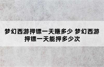 梦幻西游押镖一天赚多少 梦幻西游押镖一天能押多少次